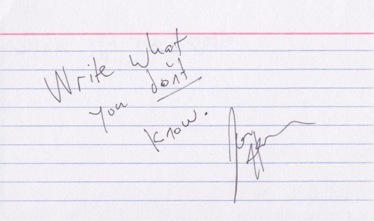 writingcards's tweet photo. "Write what you don't know."
-Jonathan Herman
Straight Outta Compton|Ghost in the Shell|Scarface
#JonathanHerman #writingcards #screenwriting #screenwritersoftwitter #showrunner #writers #quotes #filmmaking #tvwriting https://t.co/kyYBRJdFKI https://t.co/JgNR4vJvcO