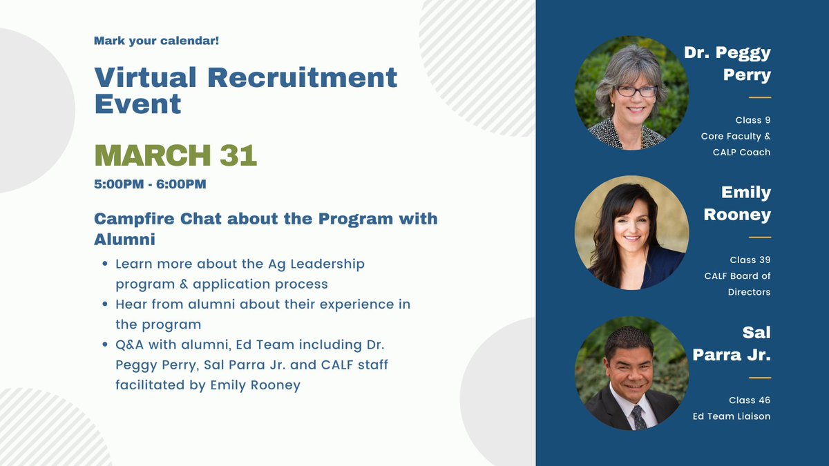 You're Invited:  Join us for a "campfire" chat about the Program this Wed 3/31. Class 51 or future prospects, come ready with all your questions for us! Alumni &amp; fellows are encouraged to attend too. <a href="/ERooney7/">Emily Rooney</a> <a href="/salparrajr/">Sal Parra</a> 

Register: zoom.us/meeting/regist…