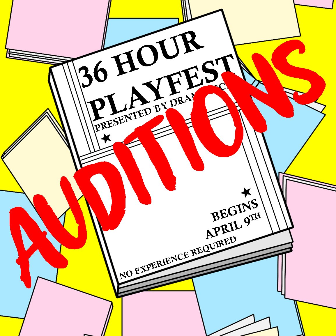 AUDITIONS for our 36 Hour Playfest will be happening NEXT WEEK! More info will be coming out soon so be on the lookout! 👀👀A form will be released by next Monday and video submissions will be due Friday the 9th at 10am!