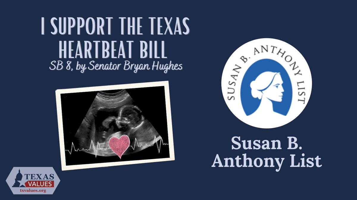 txvalues's tweet photo. Today SB 8, the Texas #HeartbeatBill, by @SenBryanHughes is up for a vote in the Texas Senate. Like & Retweet if you agree with @SBAList that #EveryHeartbeatMatters! #LifeIsEssential #TxLege https://t.co/grThlKmvGJ