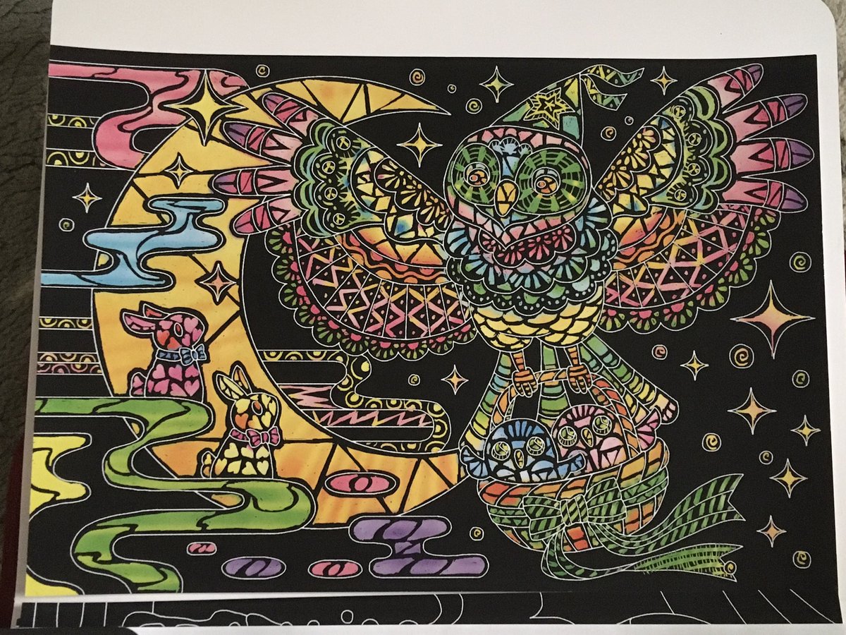 しきいゆき Twitter પર ダイソースクラッチアートシートの動物たちの冒険に突入 ダイソー スクラッチアートシート 動物たちの冒険 フクロウ