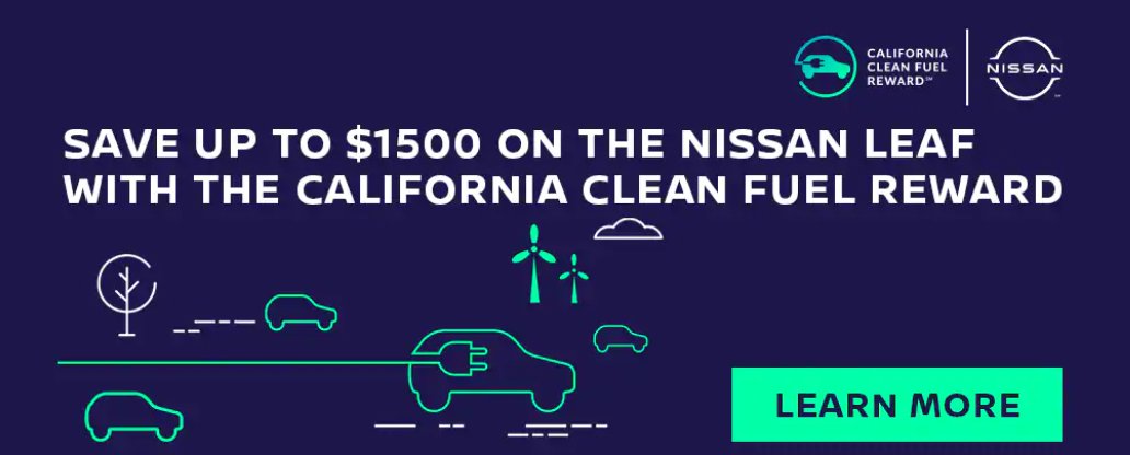 BwalkAutoCenter's tweet photo. There's never been a better time to go electric! Save up to $1,500 on the Nissan Leaf with the California clean fuel reward. Learn more https://t.co/zm87WOR1Z5. https://t.co/0DuIWbc4L5