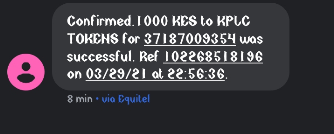 ferbharlyance's tweet photo. @KenyaPower_Care I paid for tokens via equitel. It is now over 30mins,still no response. Kindly assist. https://t.co/Zv60gTcB9C