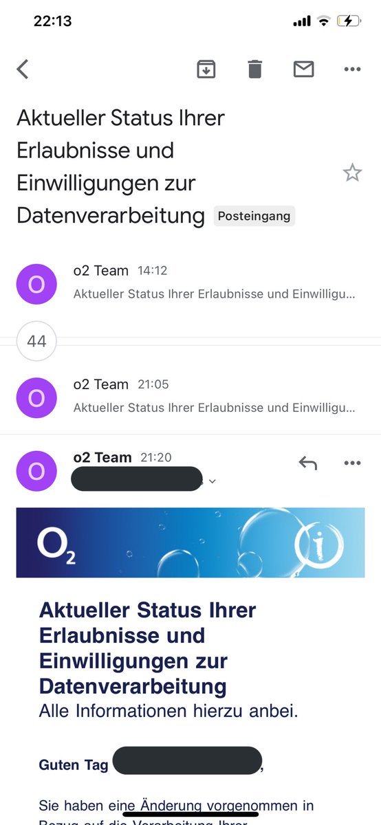Grigii's tweet photo. @o2de ich weiß nicht, verschlafe ich gerade einfach etwas oder ist das normal mehr als 40 mal die gleiche Mail zu bekommen 😂? #amverzweifeln https://t.co/x4PsGjwydZ