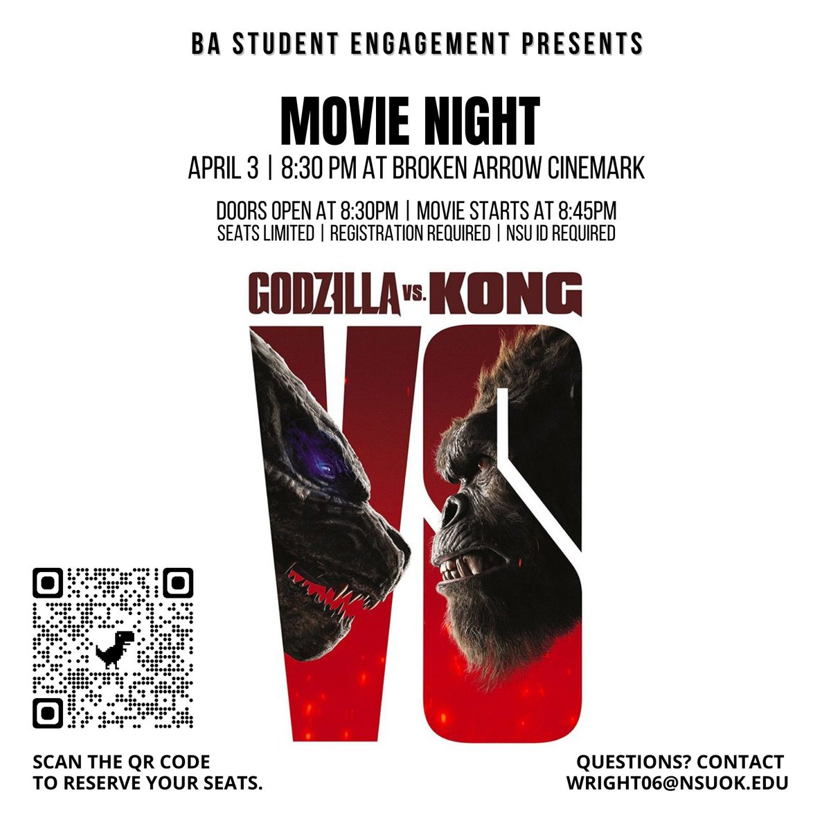 Movie Night
Saturday, April 4 | Doors Open at 8:30 PM
Movie Starts at 8:45 PM

Reserve Your Seats! ow.ly/Gdhh50EbEeG

Limited seats available