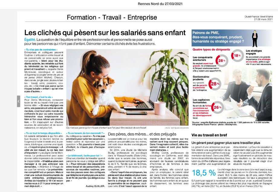 DenisMonneuse's tweet photo. L'équilibre pro/perso ne concerne pas que les parents.
(Erreur sur l'éditeur de mon livre, mais l'article est quand même intéressant !) https://t.co/RbBfsNbA3c