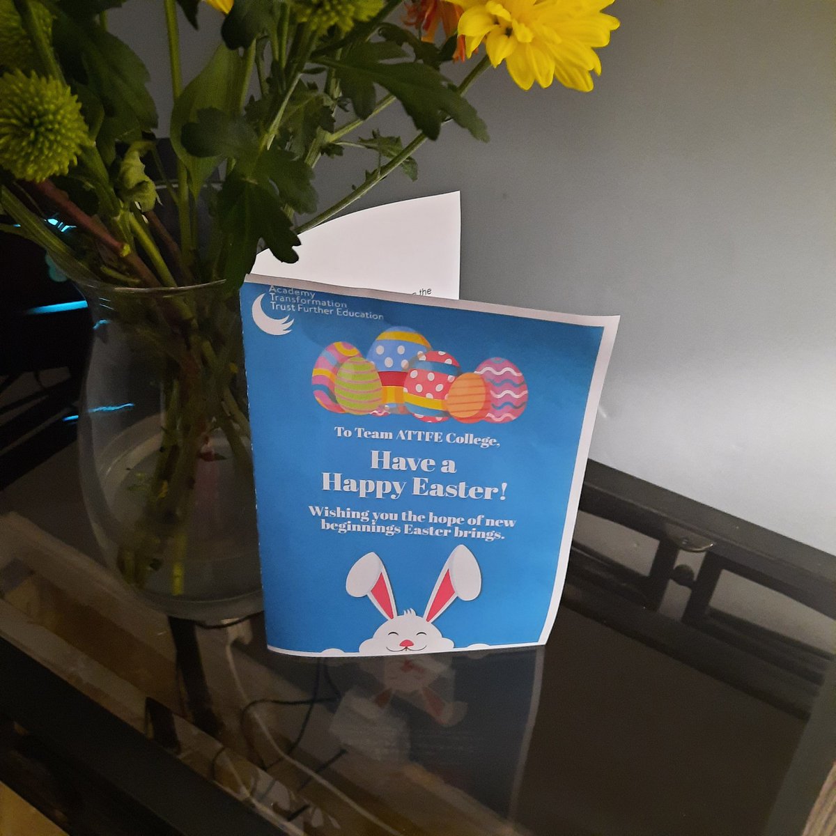 ATTFE_ALLM's tweet photo. Thank you for the Easter card and chocolate treat from @PrincipalATTFE it's been a great team effort this year and we have continued to keep our learners at the forefront of all we do. Happy Easter to a great team. https://t.co/54F7m26sN3