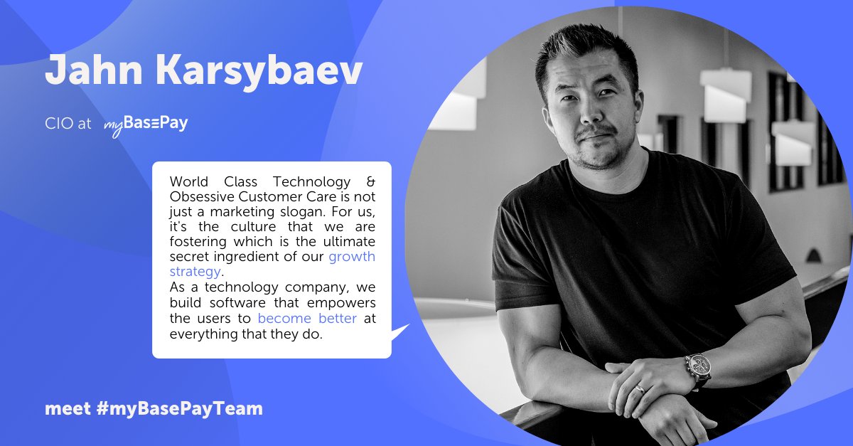 meet #myBasePayteam

Let us introduce myBasePay's Chief Information Officer - Jahn Karsybaev, PMP, MS.

Jahn is a technology executive who has led IT teams for Fortune 500 companies and most recently, he is a Technical Co-Founder &amp; CIO at myBasePay.
