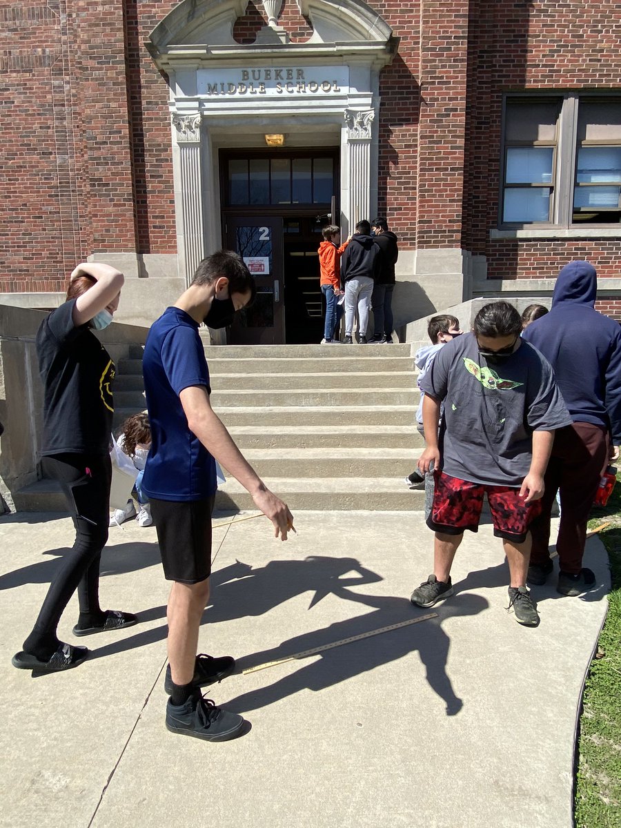 TheRealMrsBo82's tweet photo. Proving similarity in triangles @BuekerMiddle Using measures of heights and shadows we found our partners height by using equivalent ratios. #ThatWindThough #SunshineDay https://t.co/03UrxwVRwz