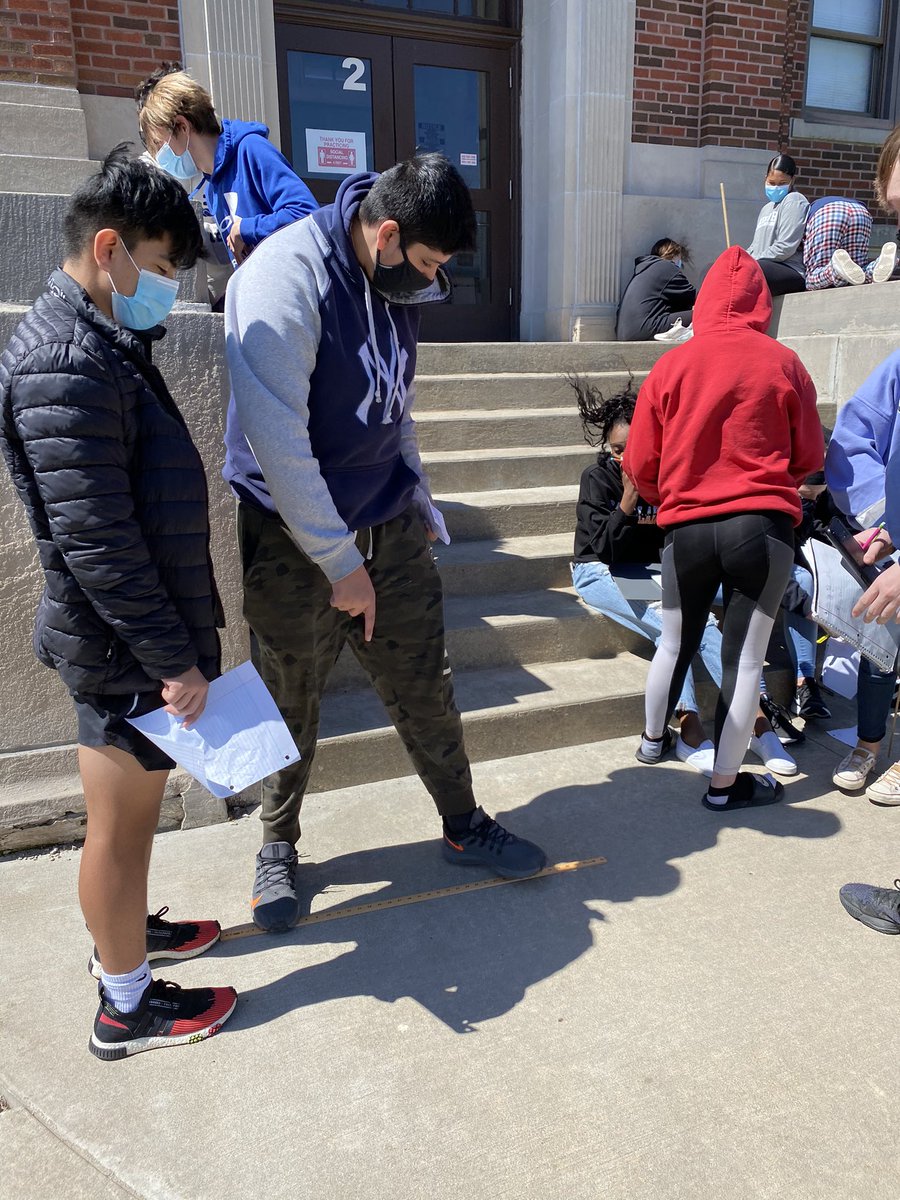 TheRealMrsBo82's tweet photo. Proving similarity in triangles @BuekerMiddle Using measures of heights and shadows we found our partners height by using equivalent ratios. #ThatWindThough #SunshineDay https://t.co/03UrxwVRwz
