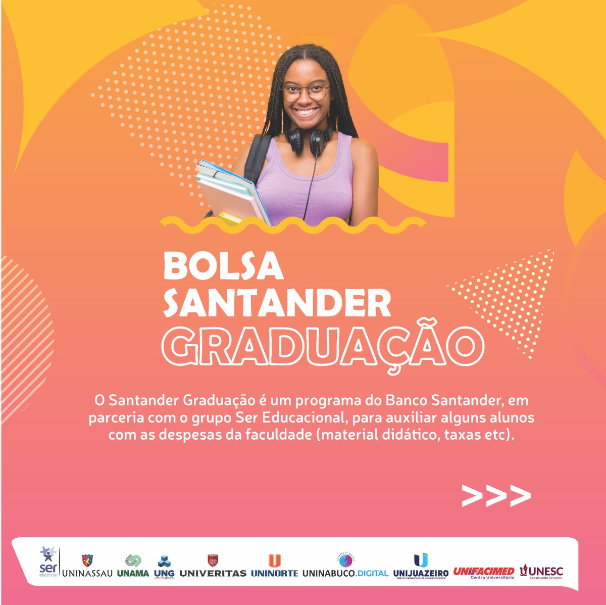 unescnet's tweet photo. Quer uma força com as despesas da faculdade? O programa Bolsa Santander Graduação pode oferecer a bolsa de estudos ideal para você! 🙌🏼 Inscreva-se pelo site https://t.co/HC5E92iq5E até o dia 11 de Abril de 2021. https://t.co/5jR9NxIDc7