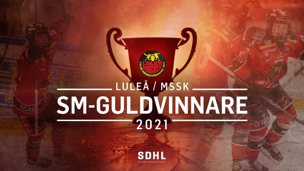 SDHLse's tweet photo. Luleå/MSSK är svenska mästare 2021. Norrbottningarna vände 0-2 till seger efter övertid i den tredje finalen och därmed vinner de finalserien mot Brynäs med 3-0 i matcher.

#SDHL

https://t.co/h780oMzwqC https://t.co/ZiNKGv7aNI