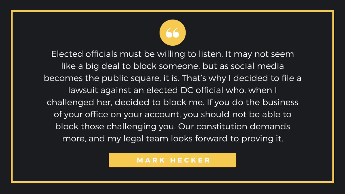 More than ever, Twitter is a public square. For that reason, it is imperative that elected officials do not block those with whom they disagree. That's why I decided to file a lawsuit. 

Read more here: gerstein-harrow.com/blog/fighting-…