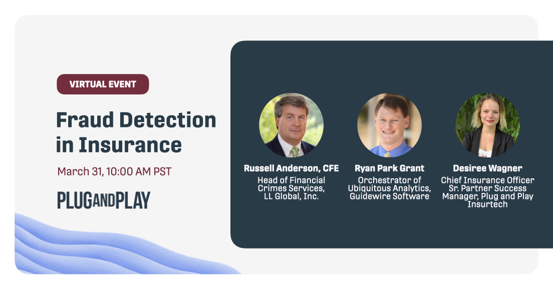 📢 How are insurers and startups detecting and deterring instances of fraud? We are going to debate this and a lot more in our upcoming virtual event Fraud Detection in Insurance on March 31!

📆 Wednesday, March 31
🕔 10:00AM - 11:00AM PST
👉 bit.ly/2PwdvLr