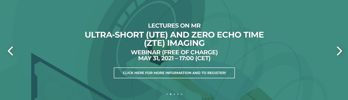 Our next #lectures of #MRI is on ultra-short #UTE and zero echo time #ZTE #imaging on 31st May. Register for free: bit.ly/39sWTeq Stay tuned and follow: esmrmb.org/education/lect… #fundamentals #science #research #physicists #online #education