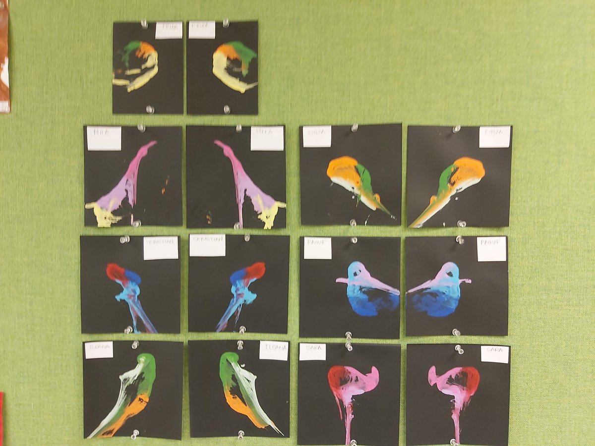 mpalmer1073's tweet image. Symmetrical string painting. Math and art! @JackmanICS @EarlyYearsTDSB @etfoaq @lisarossiterth2 #betterthanaworksheet