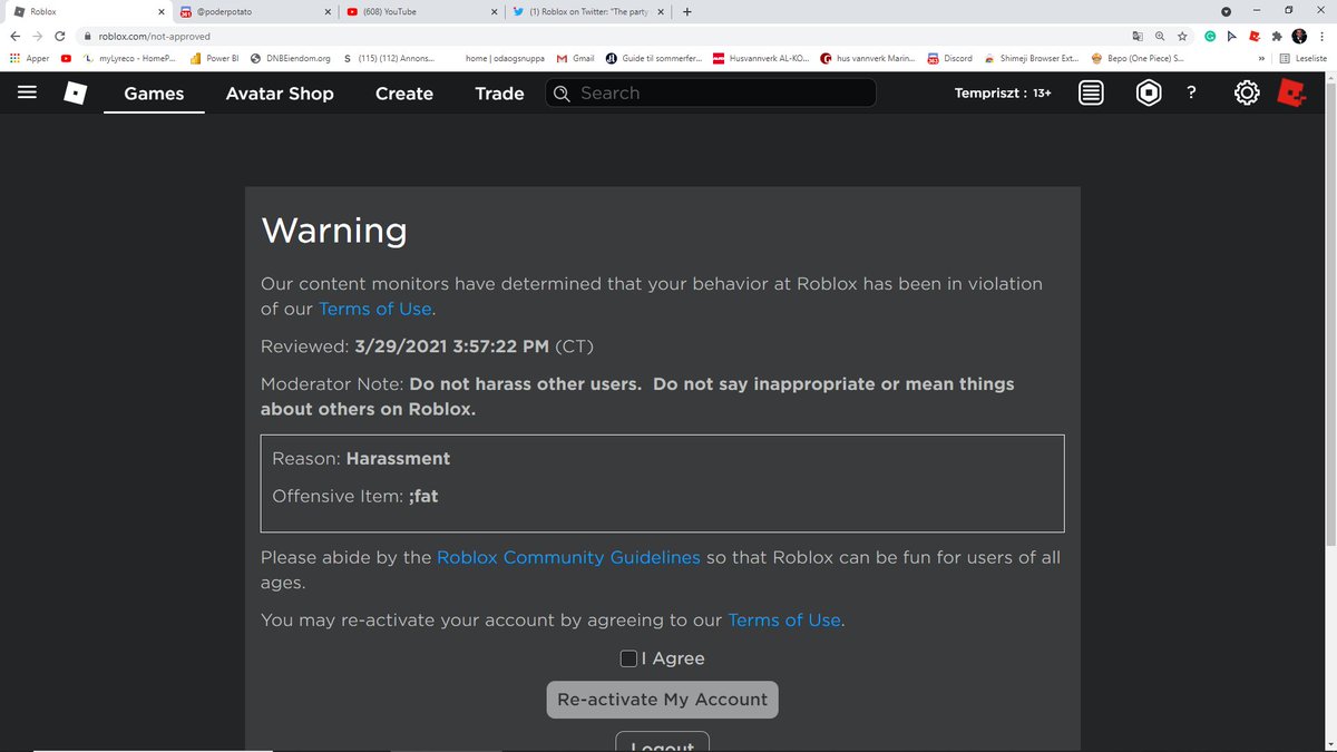 MrLK28471870's tweet photo. @Roblox  why did I get a warning for putting in the command ;fat https://t.co/xm0una1Vpv