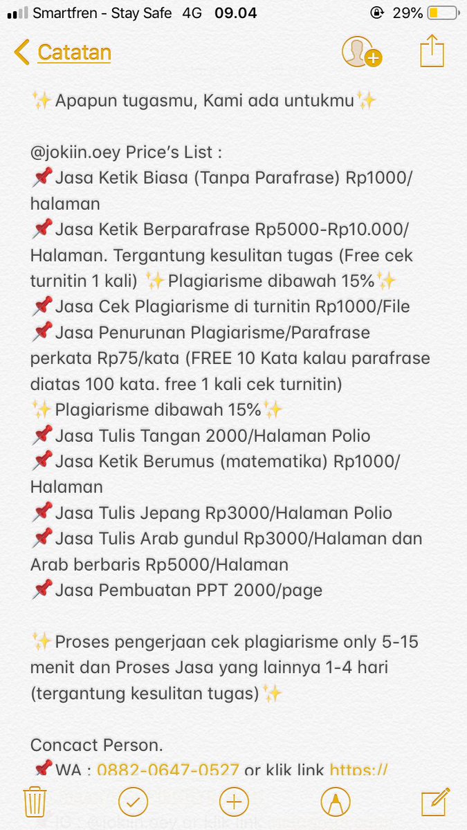 fforu111's tweet photo. @Pamungkas_saidd SparklesJASA TUGAS TERMURAHSparkles. TUGAS SD-KULIAH DAN CEK PLAGIARISME. JASA PALING MURAH DAN BERKUALITAS. PROSES PENGERJAAN TERCEPAT.  IG : 
@jokiin
.oey WA : 088206470527. fb: Jokiin Oey Pembayaran via Shoppe pay, Dana, Pulsa, BNI #jokitugas #jokitugasmurah https://t.co/JXVEjxjHKE
