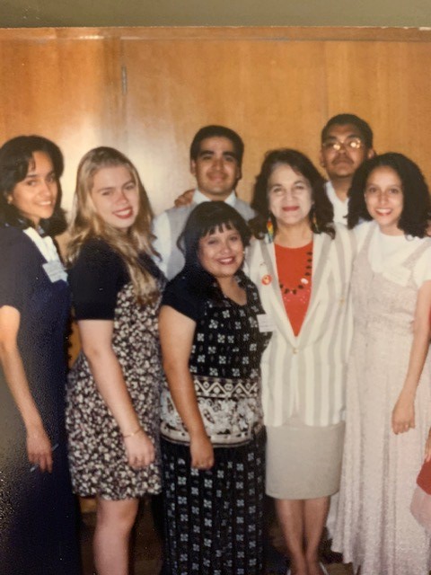 College101RJR's tweet photo. As an undergraduate student, I was honored to be selected to attend a Leadership Conference in New Mexico & spend time with @DoloresHuerta as the keynote speaker. I was inspired by you then as much as I am now. #SiSePuede #SheSePuede #thosebangs https://t.co/Th5w00LcsE