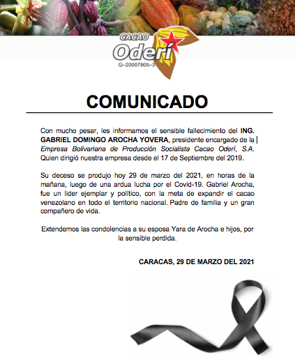 CacaoOderi's tweet photo. #IMPORTANTE|| Comunicado Oficial, Empresa Bolivariana de Producción Socialista Cacao Oderí, S.A.

@NicolasMaduro 
@wcastroPSUV 
@MinAgriculturaV https://t.co/bFHl5ML3gS