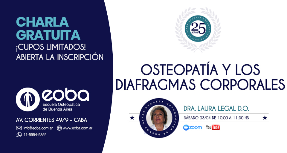 Eoba10's tweet photo. 👉OSTEOPATÍA Y LOS DIAFRAGMAS CORPORALES
Sáb 03/04 - 10 a 11:30 hs
-------------------------------------------
Charla gratuita vía zoom
👇Inscripción
https://t.co/A2FWTfB90i https://t.co/LR4Otiamg2