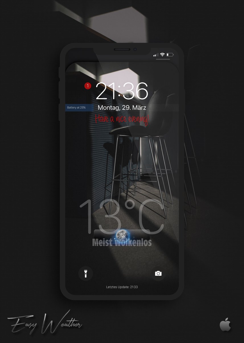 kleinmone's tweet photo. Changed my last lockscreen a little bit โจ
EasyWeather by @thewaytozion
Wallpaper @unsplash
#ios14lockscreen #nojailbreak #shortcuts #EasyWeather https://t.co/51gUC6rxYb
