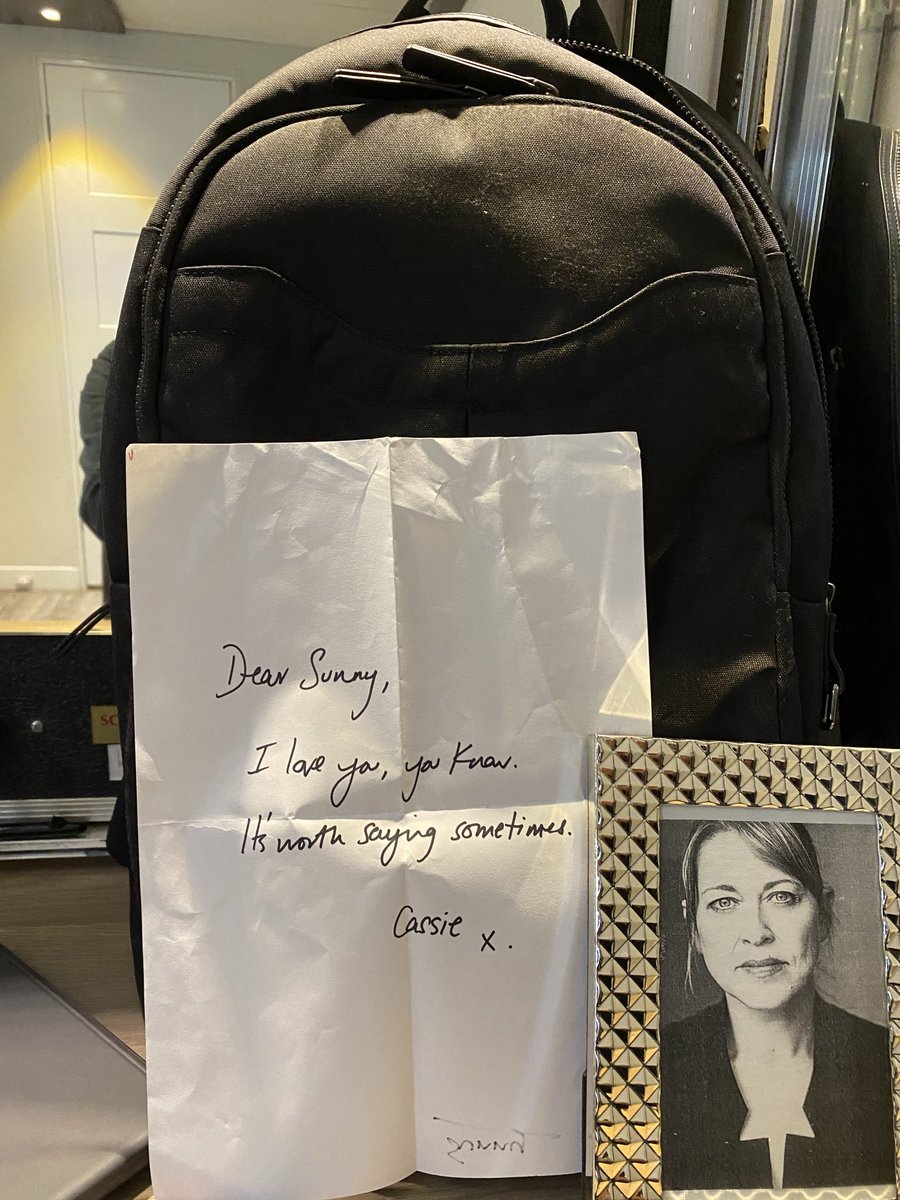 Thank you all for carrying us through series 4 of <a href="/UnforgottenTV/">Unforgotten</a>. The last of this series #sunnysbackpack was unbeknownst to me, packed by #NicolaWalker - with a note she wrote, when I opened it on set. I cracked.