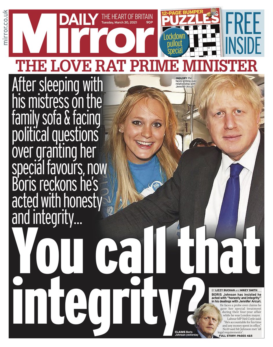 TmorrowsPapers's tweet image. Tuesday's Mirror: You call that integrity? #TomorrowsPapersToday #DailyMirror #Mirror