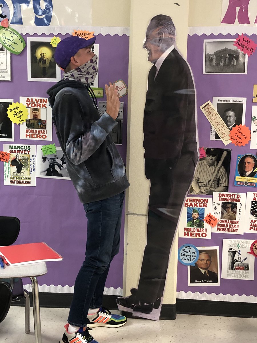 GbulletPeggy's tweet photo. 3 students and Mr. Grandinetti getting the LBJ Treatment...😉😂💜💯‼️ #successforall! https://t.co/M9dlELSCWM