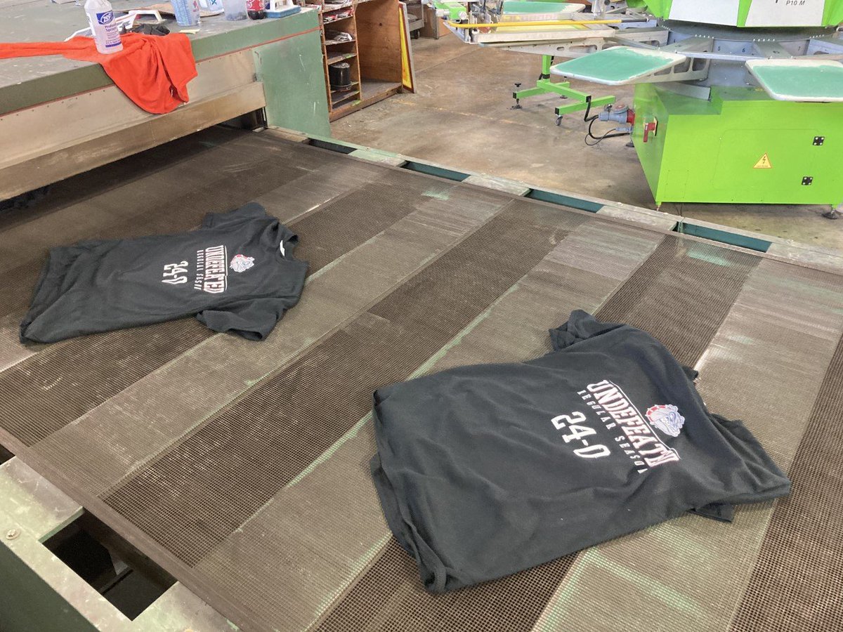 emilyblume09's tweet image. January, February, Gonzaga, April, May 

One of the many designs @ZomeDesign has been pressing over the past few weeks. 

Right now, they're hard at work designing (and getting approval!) for the Gonzaga National Champion shirt they expect to be printing next week 😉

@kxly4news