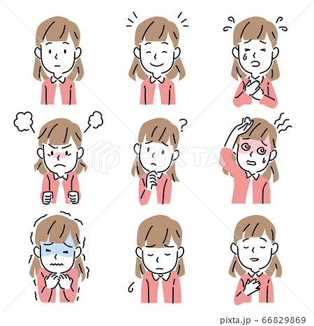 Build Sapporo シンプルなタッチの若い女性の表情セット 素材番号 で ストックイラスト を販売中です おはようございます T Co 4rdtge4dmj