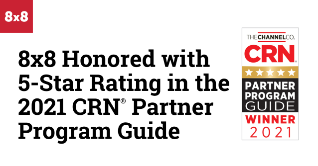 pablo_a_munoz's tweet photo. We are honored to receive a 5-Star Rating in the 2021 @CRN® Partner Program Guide! Find out what distinguishes the @8x8 Open Channel Program, and see the channel's role in the #digitaltransformation efforts of global organizations. #CRNPPG @TheChannelCo https://t.co/4U08x9gXAb https://t.co/f7w8FZ4JXt