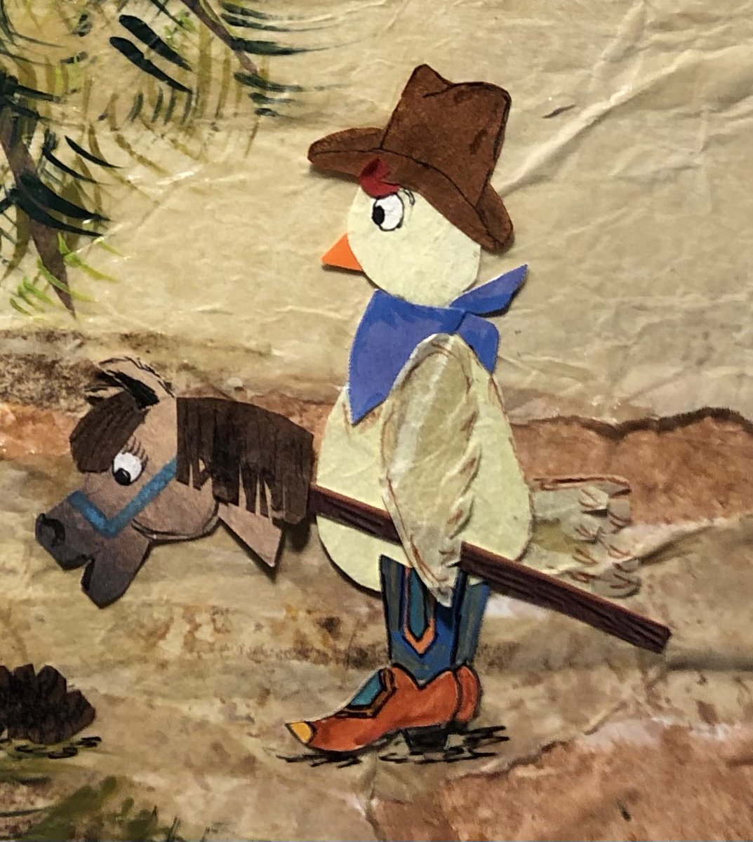 Sneak peek #4; this lil’ Chicken is staring at what? Only the book will tell #kidlit #kidlitart #collage #collageart  #amquerying