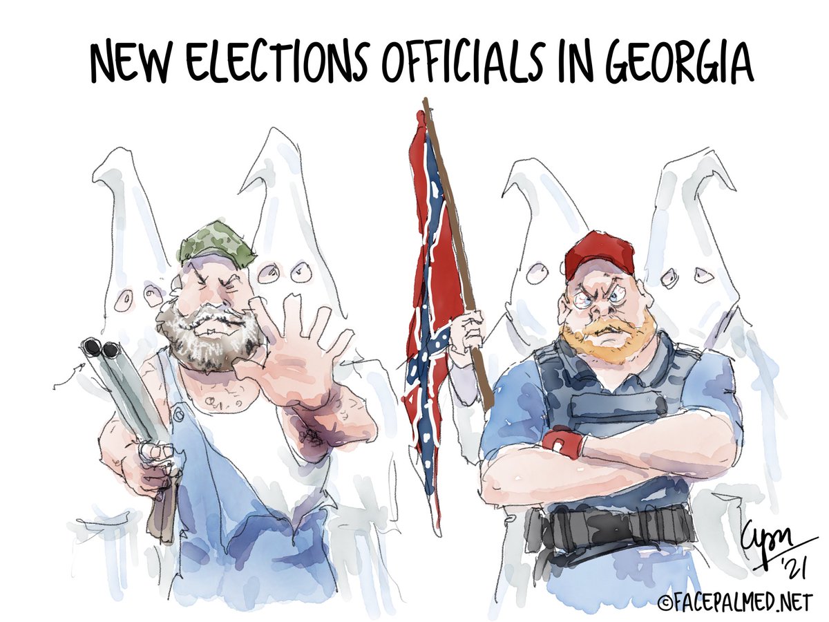 FacepalmedHumor's tweet photo. The #GOP has new election officials in #Georgia and will look to expand into other states. They must be voted out EVERYWHERE. #JimCrow2 #politicalcartoons #VoteThemAllOut #ProtectOurRightToVote https://t.co/u4gA5TZVHg