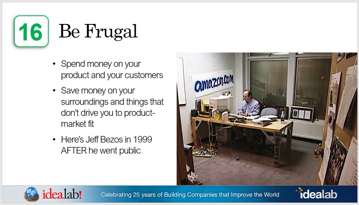 Bill_Gross's tweet photo. "Be Frugal"

Spend money on your products and your customers..

Entrepreneurial Lesson 16 of #25Lessons

https://t.co/dHINoo5nJ1

Happy 25th Birthday @Idealab https://t.co/ojMAnFjYYI