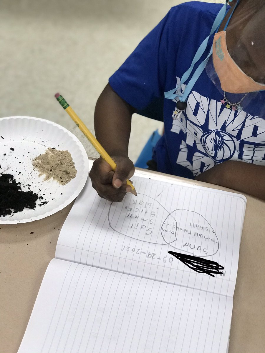 Keonaka1's tweet photo. Today my first graders observed and compared sand and soil. @RheLancaster @LancasterISD @Faith_n_Science #soilunit https://t.co/TwK9WLm8Ep