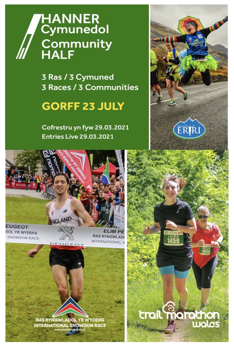 Entries are now open to the Hanner Cymunedol // Community Half a great partnership between <a href="/marathoneryri/">Snowdonia Marathon</a> <a href="/snowdonrace/">Snowdon Race</a> and <a href="/runcoedybrenin/">RunCoedyBrenin</a>  / #trailmarathonwales 

bit.ly/2PzOWx3

#hannercymunedol #communityhalf