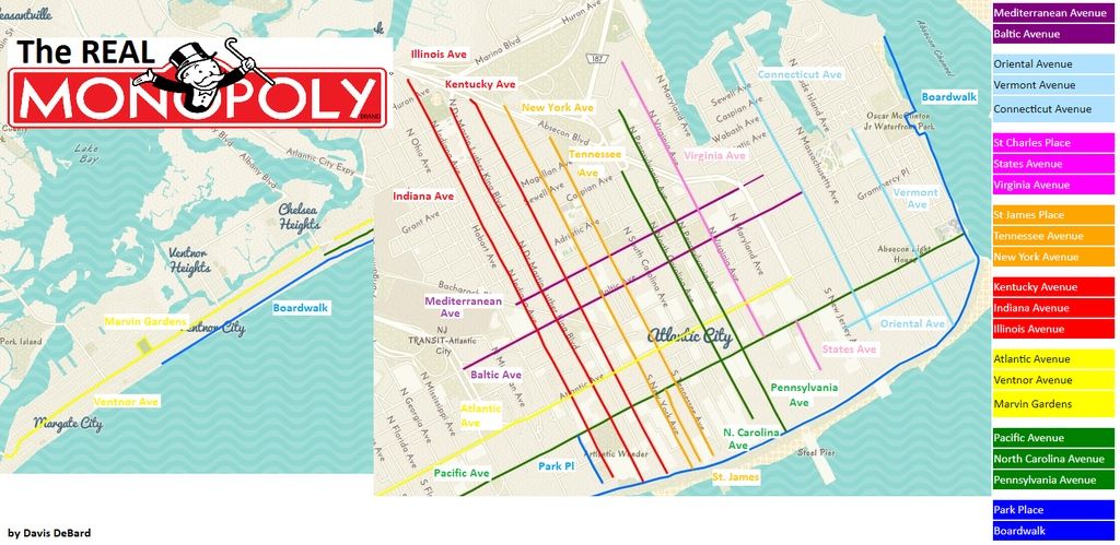 Atlantic City Street Map Simon Kuestenmacher On Twitter: "The Original Monopoly Board Was Based Off  Of Real Streets In Atlantic City. This Map Shows You These Streets.  Important Trivia To Annoy Family During The Most Annoying