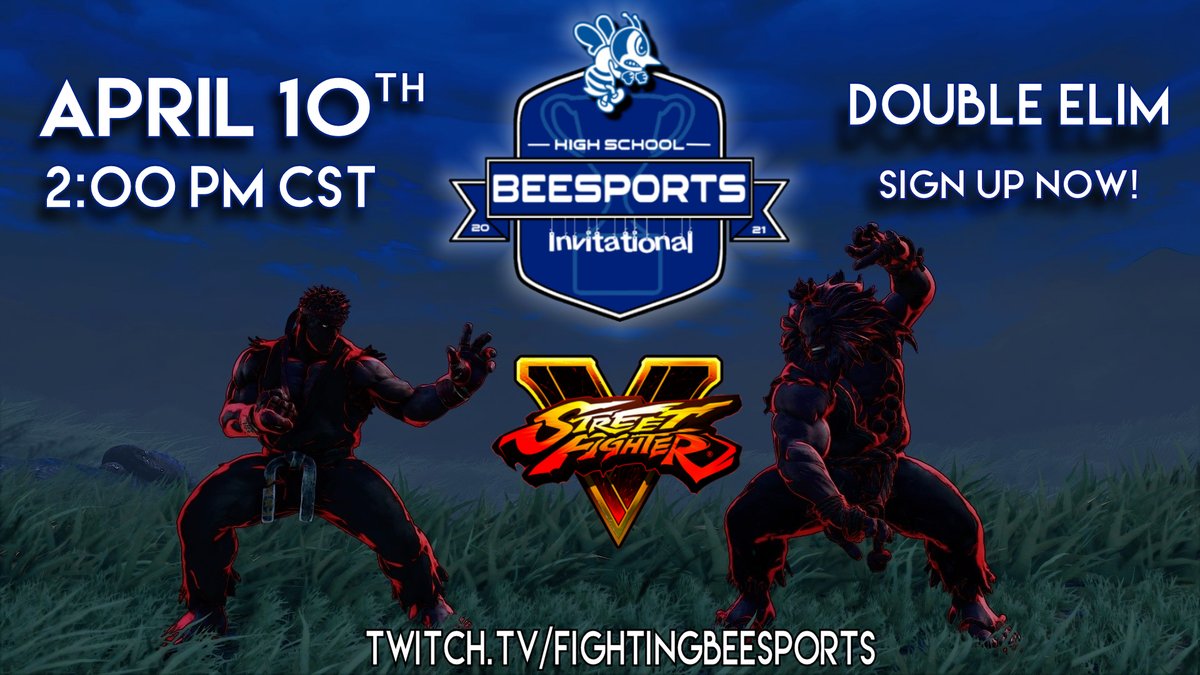 SAU_Esports's tweet photo. Can you be the best High School Street Fighter in the Midwest?
Shoryuken! Sign up now at https://t.co/6hanJMamUj !
#StreetFighterV #Beesports #highschool #fgc #esports https://t.co/MTM4Y14HgT