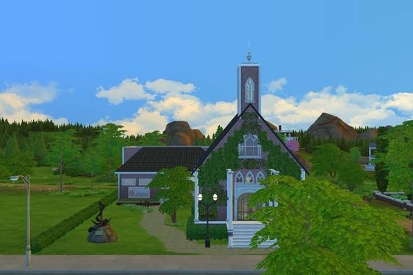 VioletteHannah's tweet photo. I just shared the Soul's Anchor Chapel Lot on #TheSims4 Gallery! So cute! Like, retweet, share! #TheSims4 https://t.co/peFtQF6Oc4