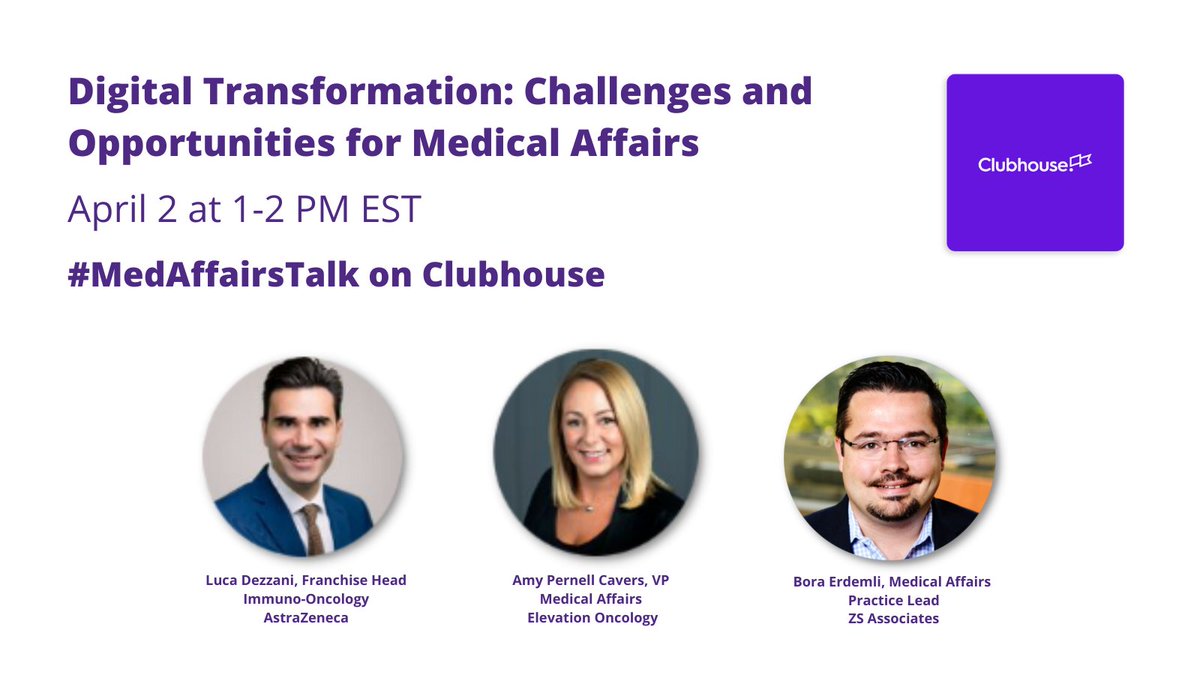 LucaDezzani's tweet photo. Join us for a #MedAffairsTalk on Clubhouse - #DigitalTransformation of #MedicalAffairs with 
@SBoraErdemli @cavemom11
 https://t.co/c3iga1SMFK https://t.co/IZhGYkk3YC