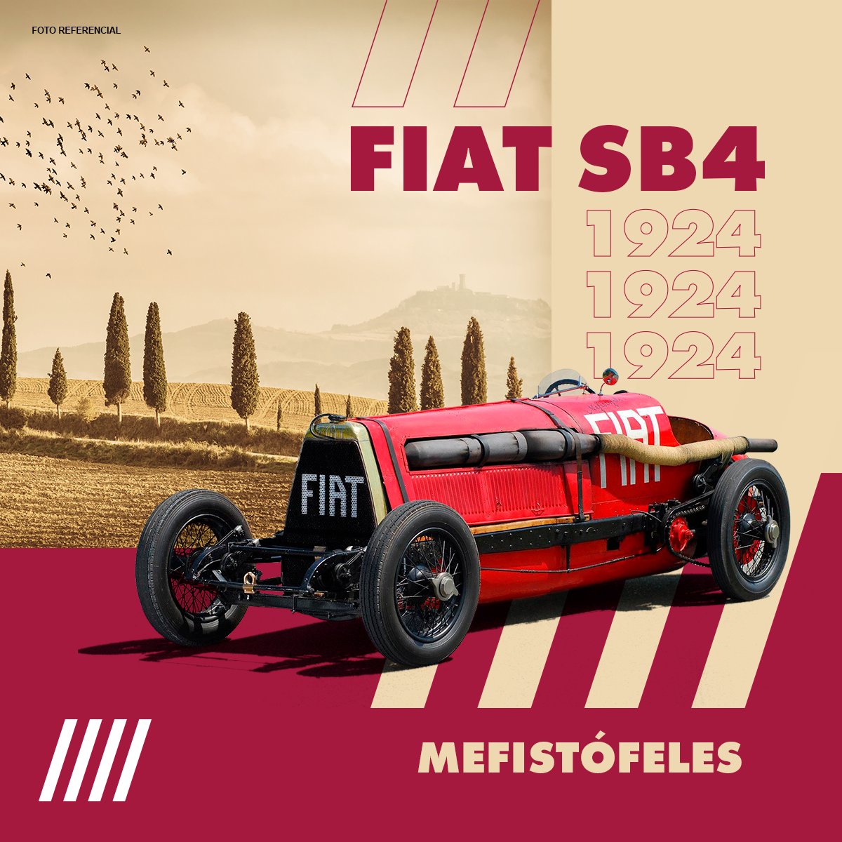 El Fiat SB4 es también conocido como "Mefistófeles" gracias al ensordecedor ruido que producía su motor a reacción de escape. Fue producido en 1924 y logró romper el récord mundial de velocidad al superar los 230 km/h🚗💨. Definitivamente fue hecho para ser historia😎🇮🇹.