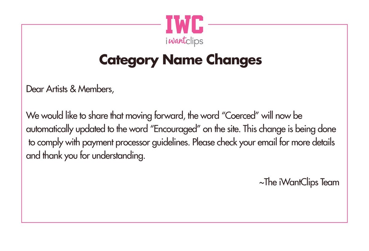 IWCSupportTeam's tweet image. Dear IWC community,

We have an important, word substitution update that we wanted to share. Please check your email for more details.

Thank you!