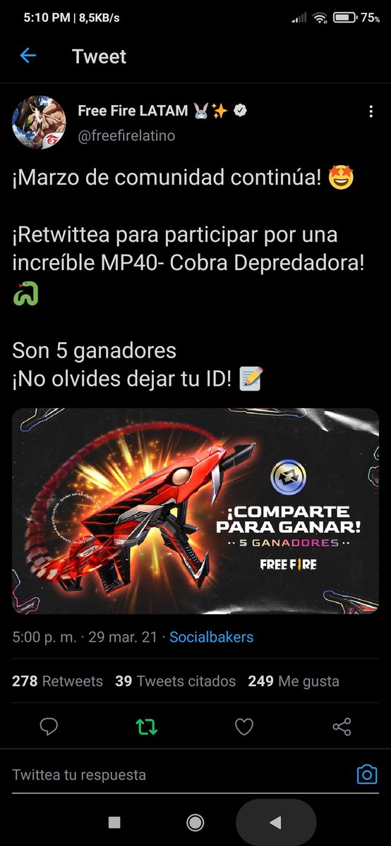 yersoncamacho's tweet photo. @freefirelatino Id: 432181726 https://t.co/NmMpI6914o