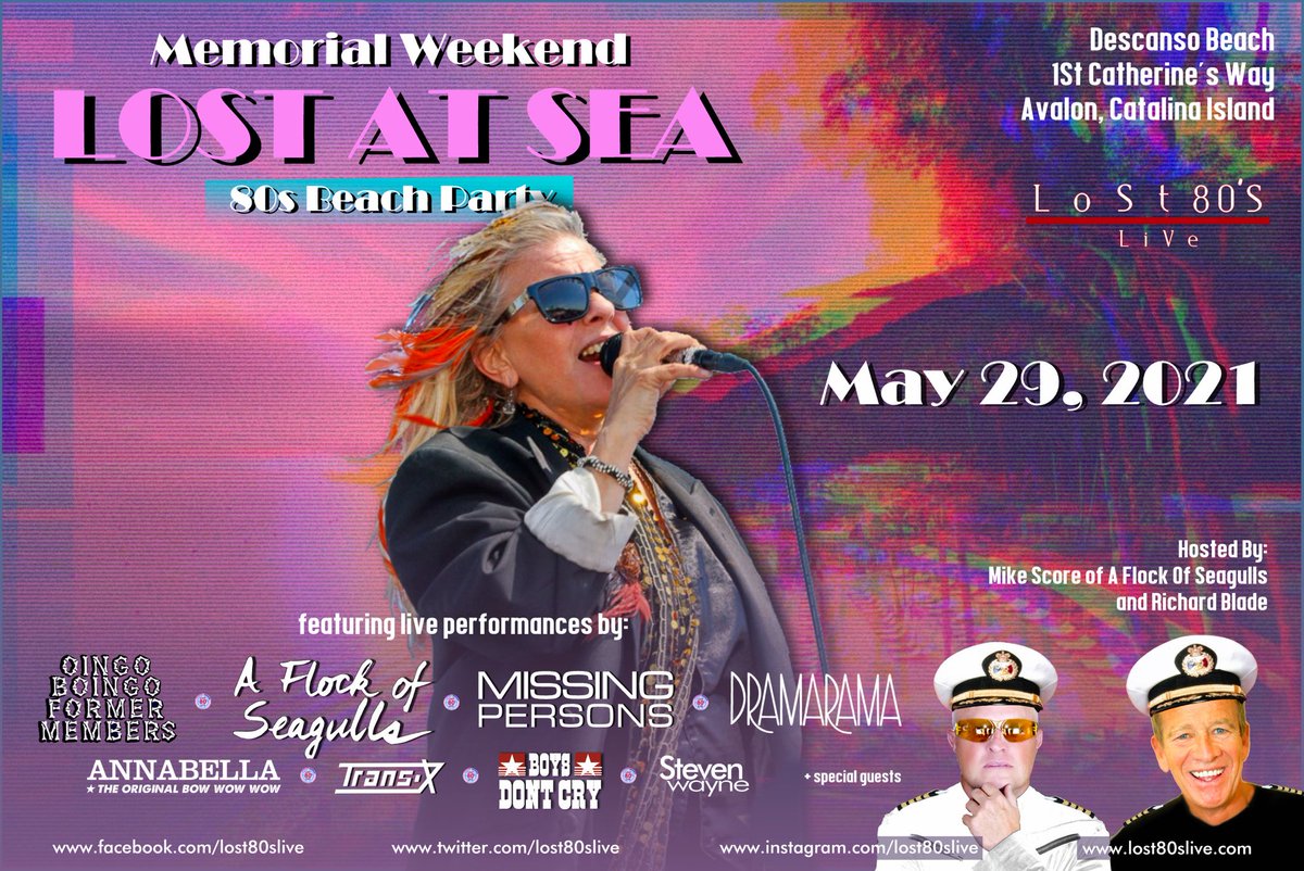 MISSING PERSONS (@officialmplive) on Twitter photo Saturday May 29, Memorial Day Weekend Catalina Island 🏝 ❤️ 🎶 Hope to See you There! only a handful of tickets are available with and without transportation departing from Long Beach Harbor ⛴ with <a href="/richardblade/">Richard Blade</a>
and many others!
for tickets 👉🏻 lost80slive.com/product-catego… Saturday May 29, Memorial Day Weekend Catalina Island 🏝 ❤️ 🎶 Hope to See you There! only a handful of tickets are available with and without transportation departing from Long Beach Harbor ⛴ with <a href="/richardblade/">Richard Blade</a>
and many others!
for tickets 👉🏻 lost80slive.com/product-catego…
