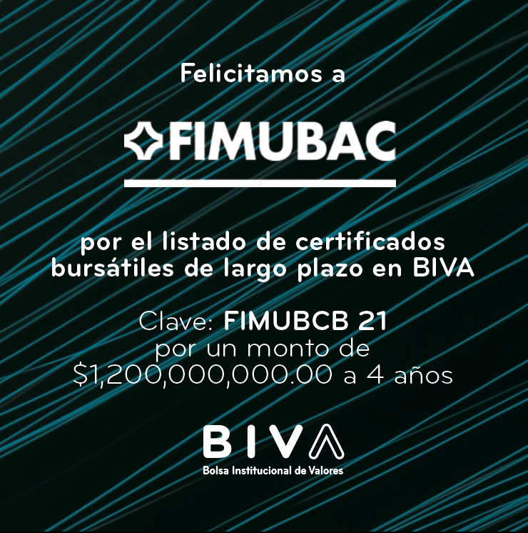 BIVAMX's tweet image. Felicitamos a #Fimubac de @Credenz, y parte de la #FamiliaBIVA, por la emisión de deuda a largo plazo realizada en @BIVAMX. ¡Enhorabuena! 

#BIVAFimubac