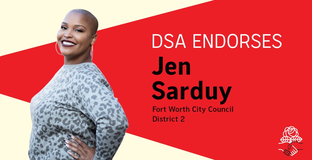 DemSocialists's tweet photo. Jen Sarduy is a longtime member of @dsafortworth running for Fort Worth City Council. Jen's organizing has focused on mutual aid, reproductive justice, and harm reduction. If elected she will fight for justice over jails, housing over harassment, and growth over gentrification. https://t.co/Q5DafbL25i