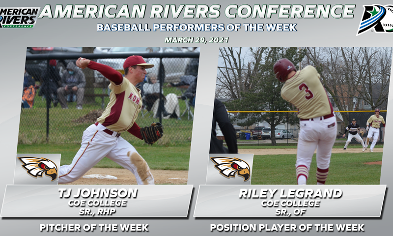 AmerRiversConf's tweet photo. Coe's Johnson and LeGrand Sweep Weekly @AmerRiversConf Baseball Accolades.

📰: https://t.co/2pUSGiw0Q7

#rollriversBSB | @CoeBaseball https://t.co/fC1SXCxevZ