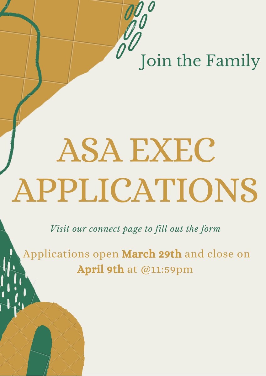 ASAatSMU's tweet photo. ...and just like the exec positions for the 2021-2022 school year are open 🤩
Fill out the form on our connect page by April 9th to join the family✨
*
*
*
direct link to the application is in our bio https://t.co/uo6yi10tBk