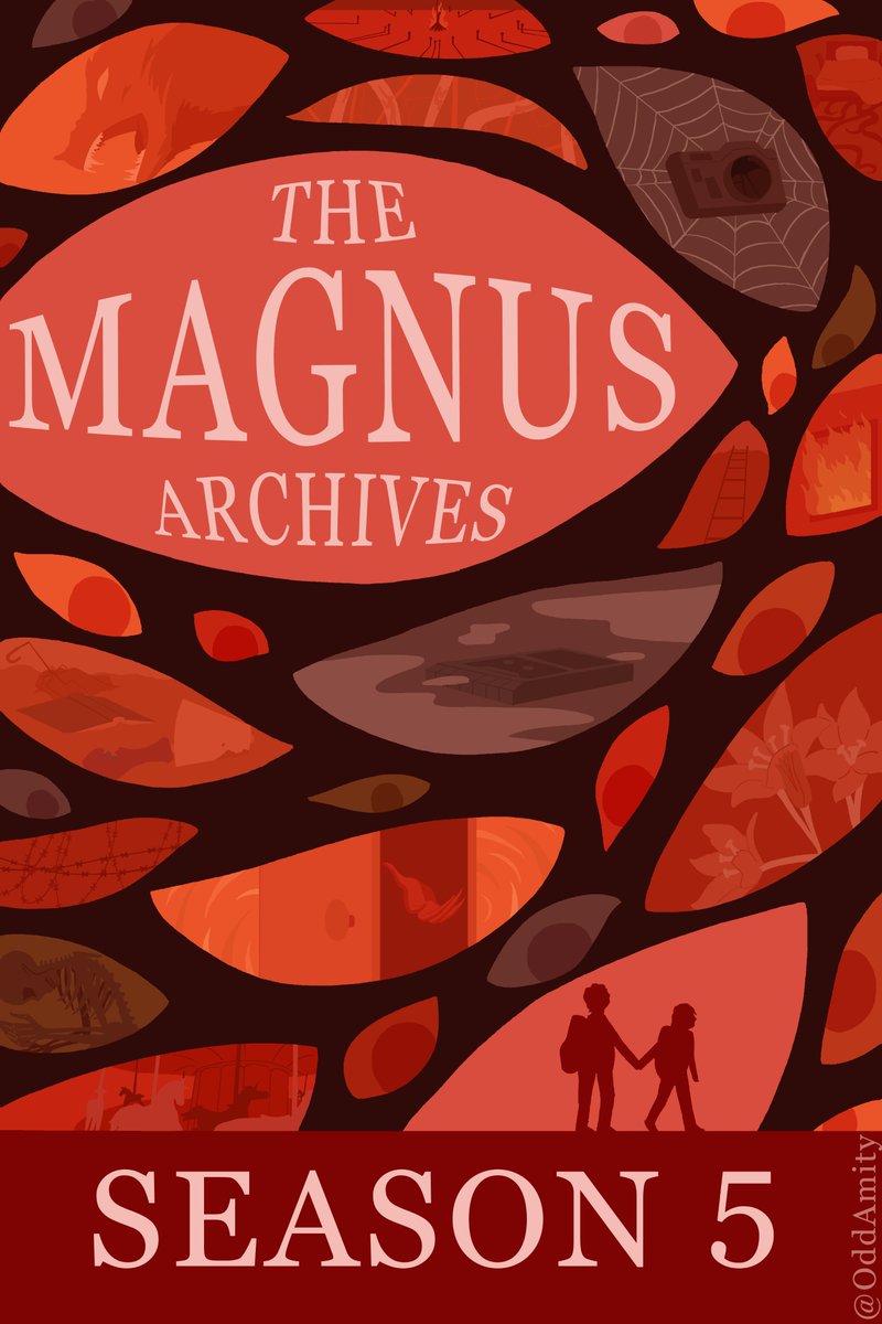 OddAmity's tweet photo. After much procrastination, I've finished the fifth and final Magnus Archives poster! It's been a wild ride, friends, thanks for the amazing podcast. 
#tma #MagnusPod @TheRustyQuill https://t.co/EkdNU7lAjo